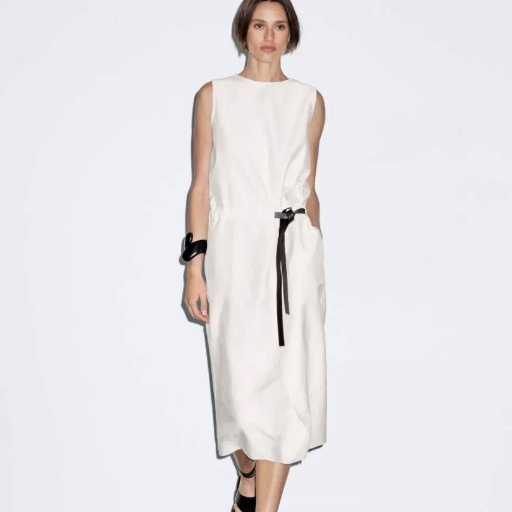 Midi dress with belt size XS-S - Picture 1 of 6